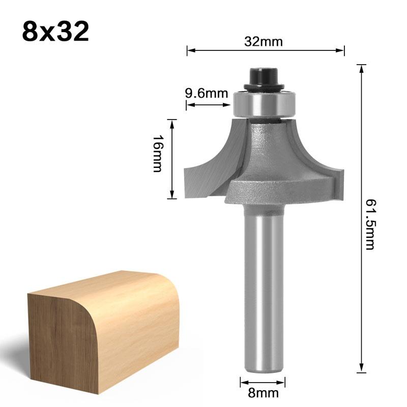 1Pc 8mm Shank Round-Over Router Bits for Wood Woodworking Tool 2 Flute Endmill With Bearing Milling Cutter Corner Round Over Bit