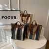 Big Bag Women's Bag 2025 New Fashion Contrasting Color Striped Canvas Portable Tote Bag Underarm Shoulder Bag