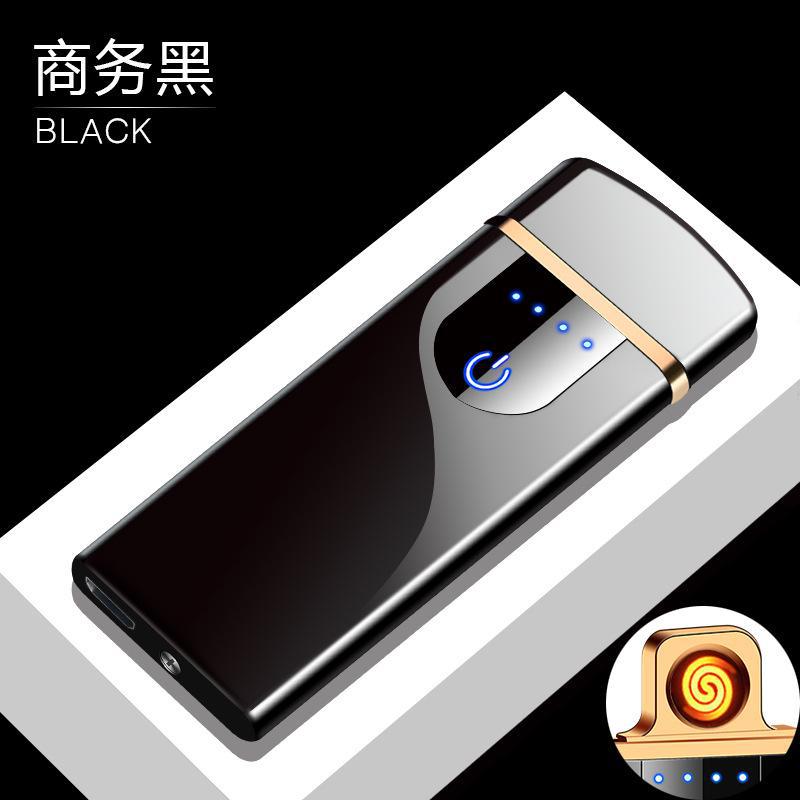 Smart Windproof Electric Metal Lighter Flameless Plasma Lighter Double Arc Usb Rechargeable Led Power Display Touch HOT YELLOW