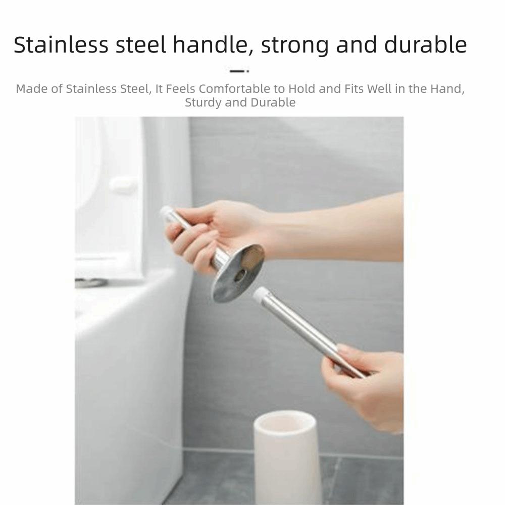 Splash Protection Toilet Bowl Brush and Holder Stainless Steel Toilet Cleaning Brush Restroom