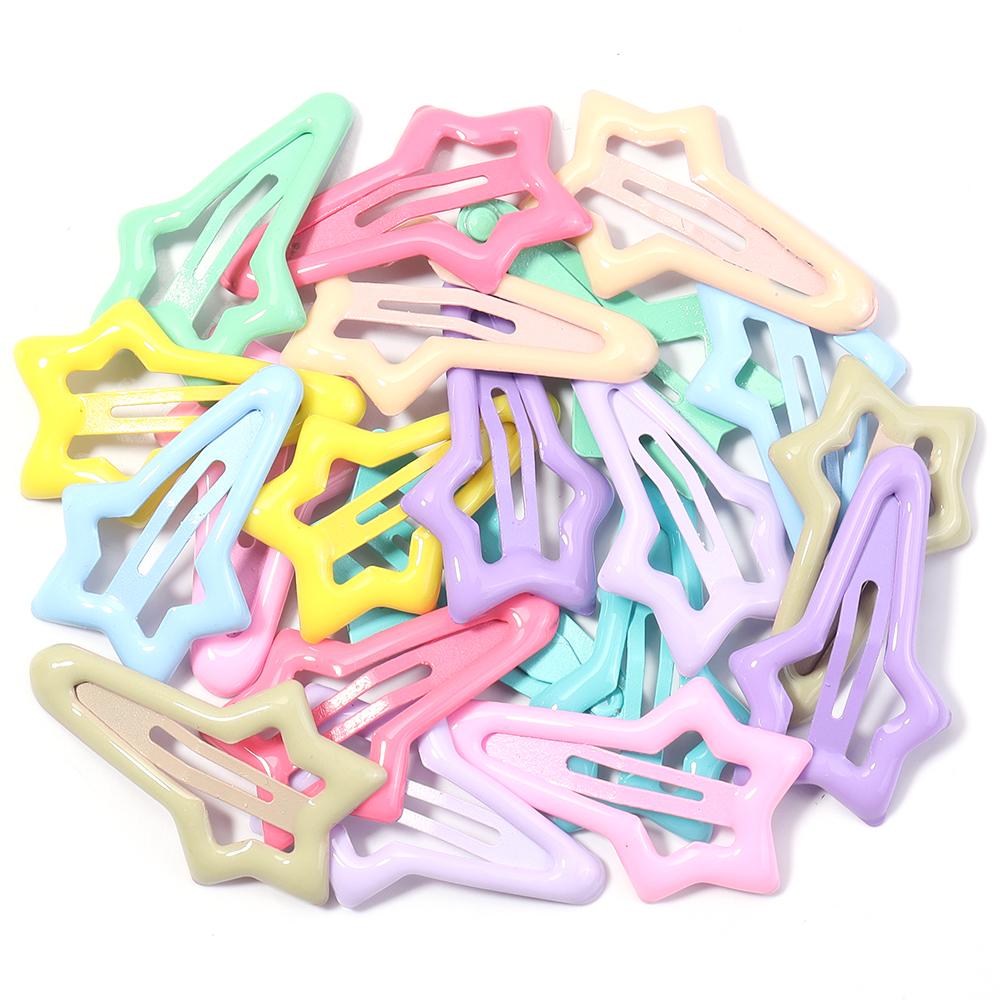 20-40Pcs/Lot Mix Colorful Metal Hairgrip Girls Snap Hair Clips For Children Baby Hair Accessories Women Barrettes Clip Pins