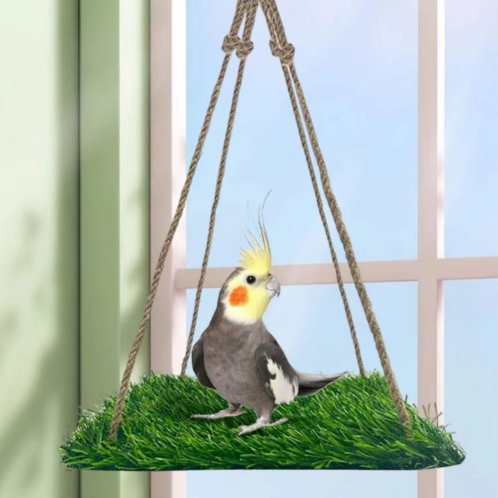 Artificial Grass Bird Swing Mat Natural Foraging Mat Toys Hamster Sleep Bed  Small Animals