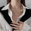 Silver Eggplant Double-Layer Stackable Necklace - Women's Trending Clavicle and Sweater Chain with Snake Bone Design.