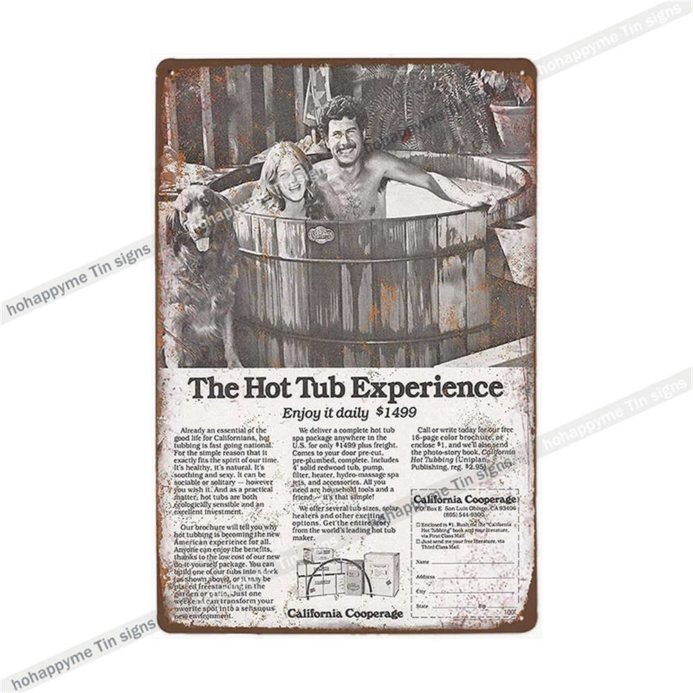 Funny Welcome To Our Hot Tub Metal Sign Vintage Poster Sandy Beach Bathroom Decor Painting Plate Bar Beer Wall Sticker 20x30cm