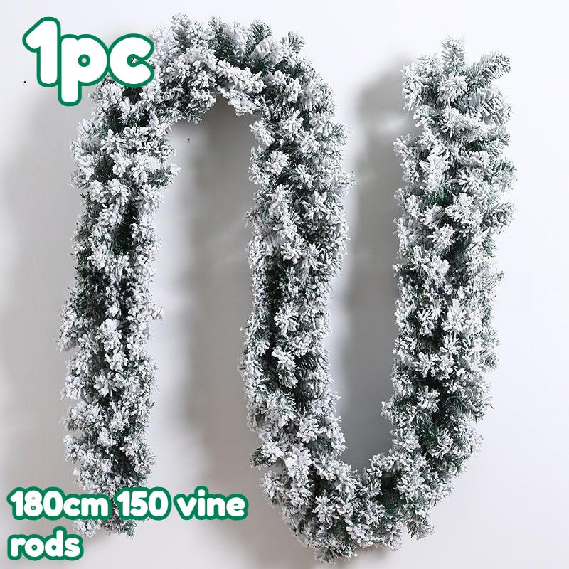 

1 шт. Роскошная гирлянда из заснеженной сосны, Рождественский декор для дома и улицы, Праздничное подвесное украшение, Реалистичное зимнее искусственное растение