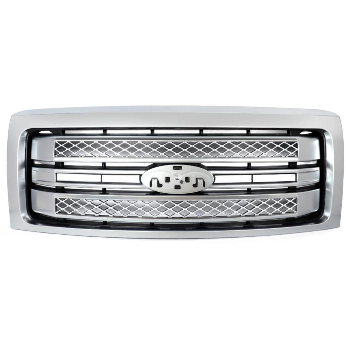 High-End Pearl Nickel Grille for 2009-2014 Ford F150 Platinum Edition 125x18x50