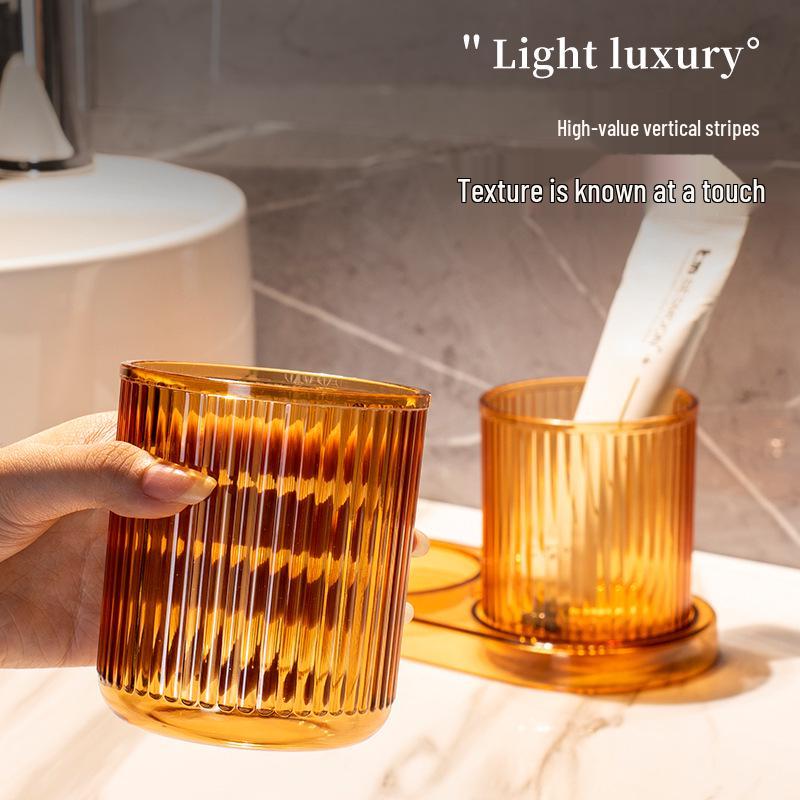 Sleek Transparent Couple Toothbrush Holder with Base