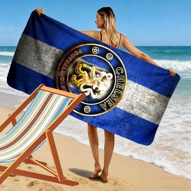 Chelsea F Print Beach Towel, Large Soft Quick Dry Towel for Beach Camping Swimming