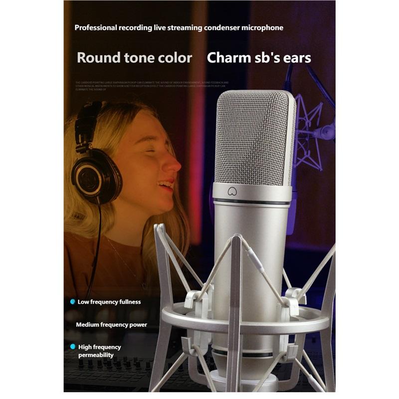 Top Studio Metal U87 Condenser Microphone Professional Cardioid Studio Mic for Recording Podcasting Voice Over Streaming Home  A