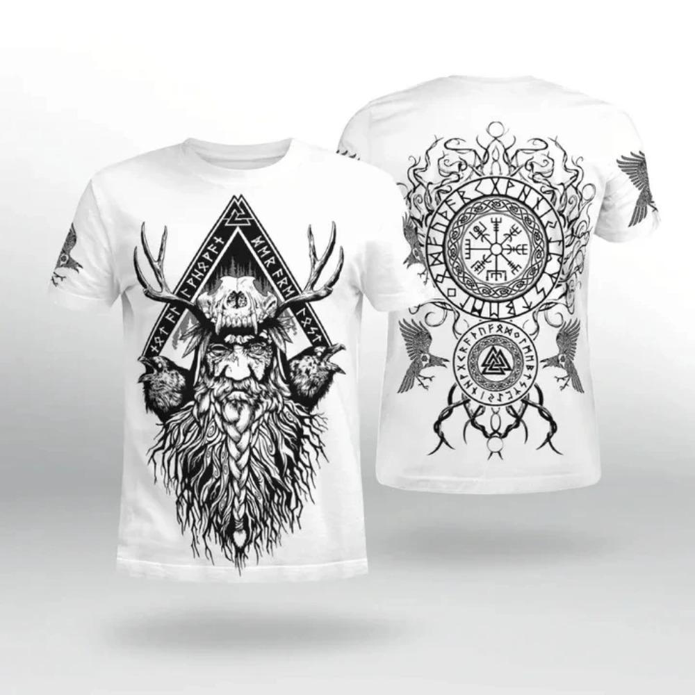Viking Myth Totem 3D Printed Men's T-shirt Summer Casual Loose Short Sleeve Plus Size Men and Women's Tees Tops Outdoor Streetwear