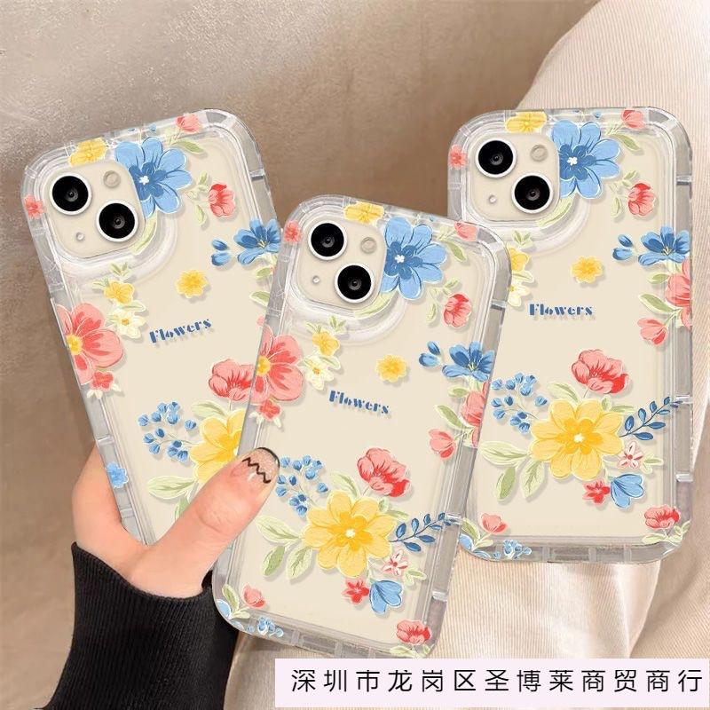 Color flowers and plants are suitable for Apple 17promax mobile phone case iPhone17/16/15 airbag 14 transparent 13 anti-drop