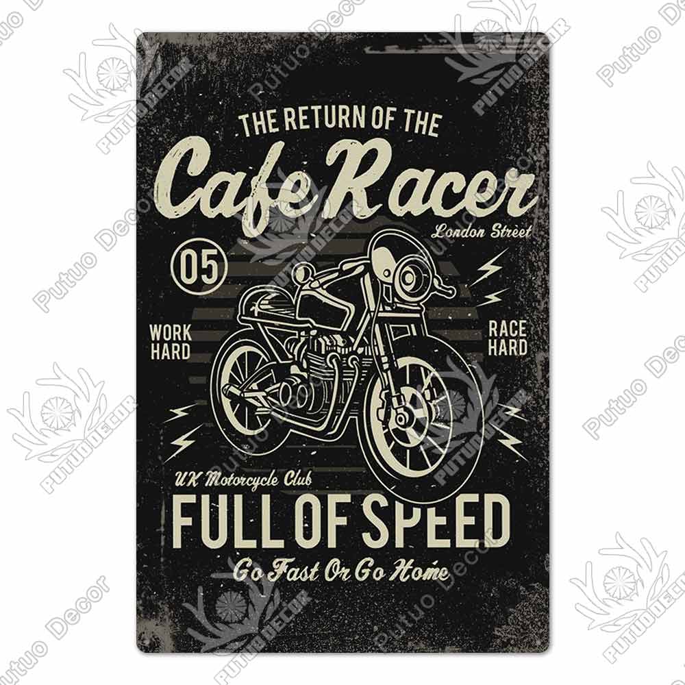 Putuo Decor Cafe Racer Vintage Tin Sign Plaque Metal Wall Art Stickers Garage Man Cave Pub Bar Retro Poster Iron Painting