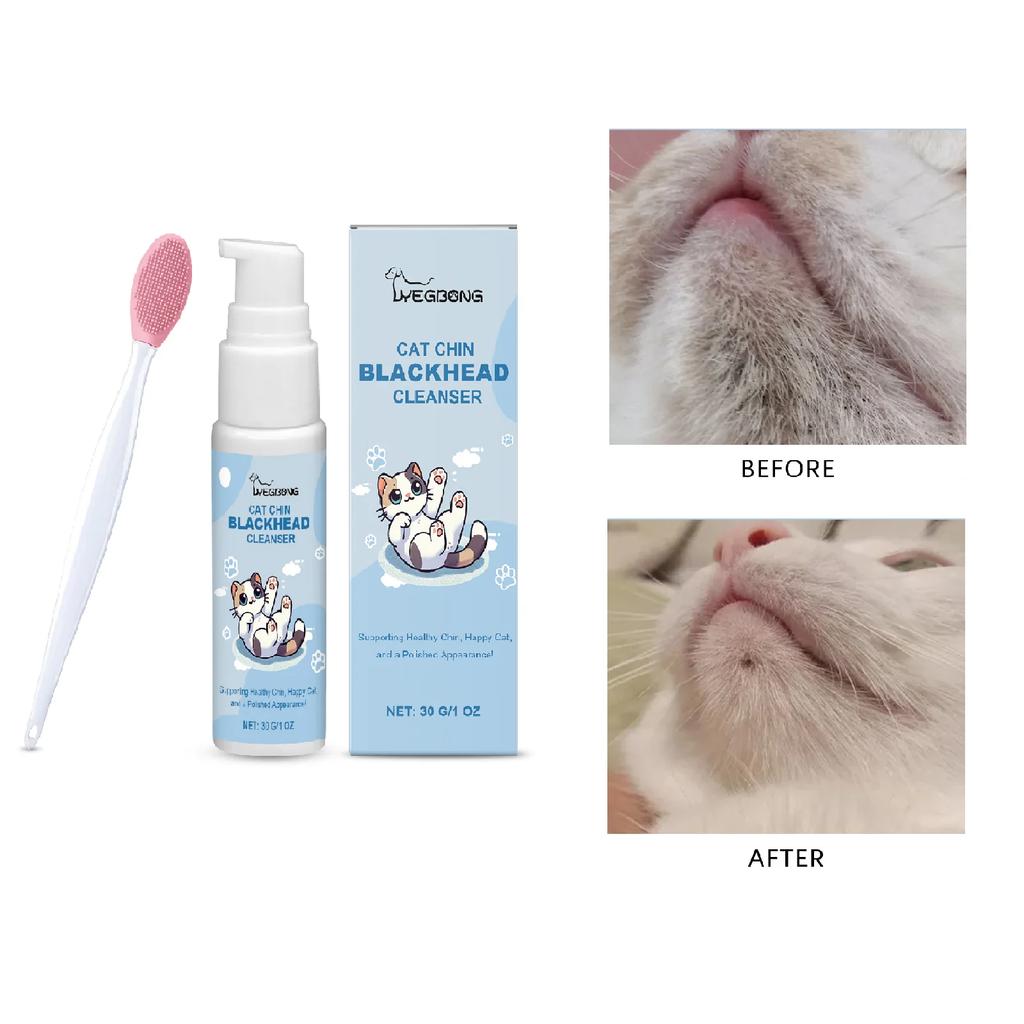 Cat Chin Blackhead Remover Kit Gentle Cleansing Lotion Spray with Brush Pet Grooming Care for Cats Dogs