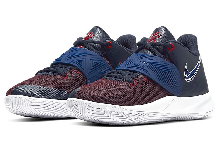 Nike Flytrap 3 Kyrie Slip Resistant Cushioning Abrasion Resistant Mid Top Children's Basketball Shoes Red Blue White BQ5620-400