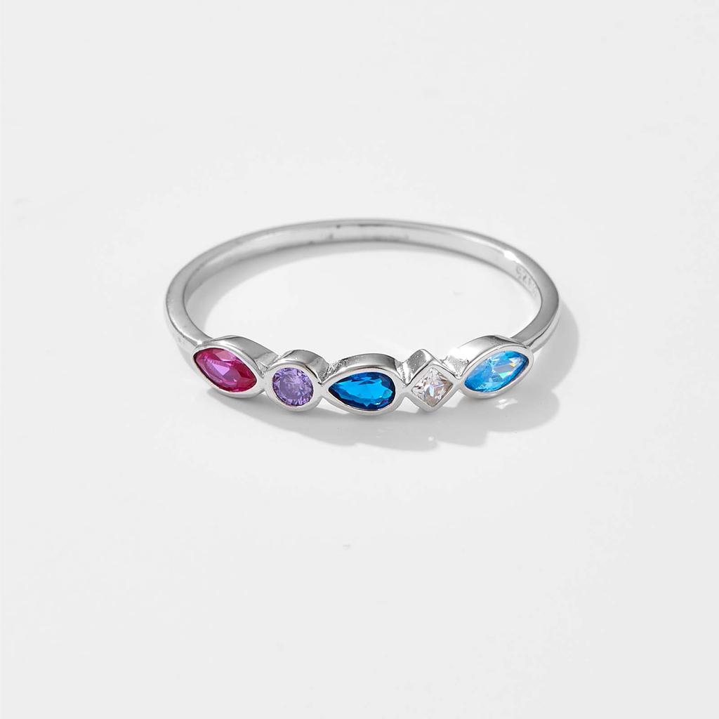 ANDYWEN Inele din argint 925 curcubeu albastru trandafir roșu femei rock punk inele de lux colorate bijuterii