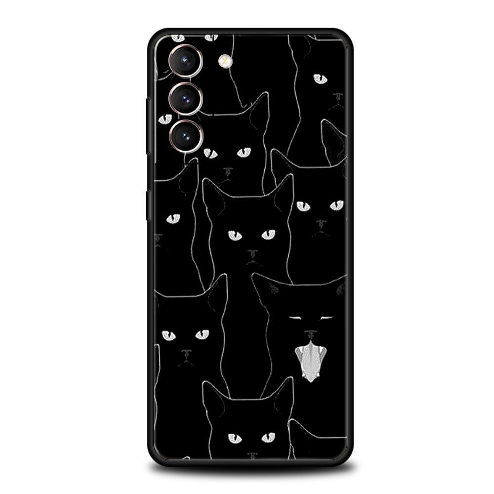 

Милий чохол для телефону Black Cat Cartoon для Samsung Galaxy S24 S23 S22 S20 Ultra S21 FE 5G S10 S9 Plus S10E S8 20 М’яка силіконова накладка Samsung S10e