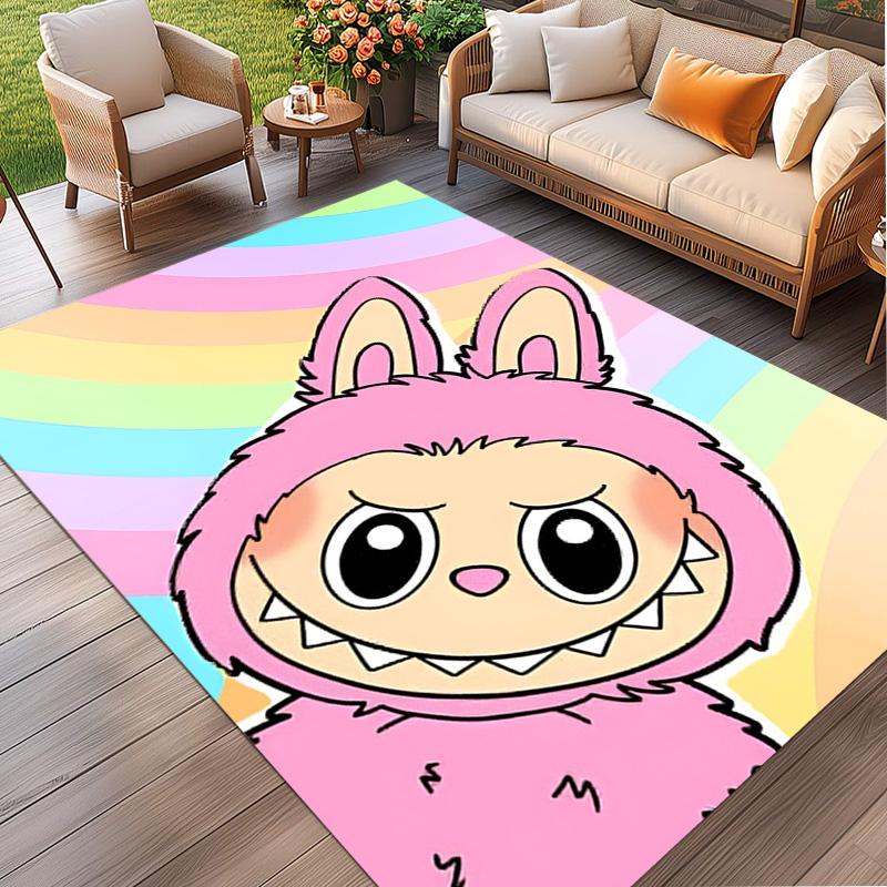 Labubu Print Rug, Washable Floor Carpet, For Entryway Dorm Laundry Room Office Study, Home Decor Birthday Christmas Gift