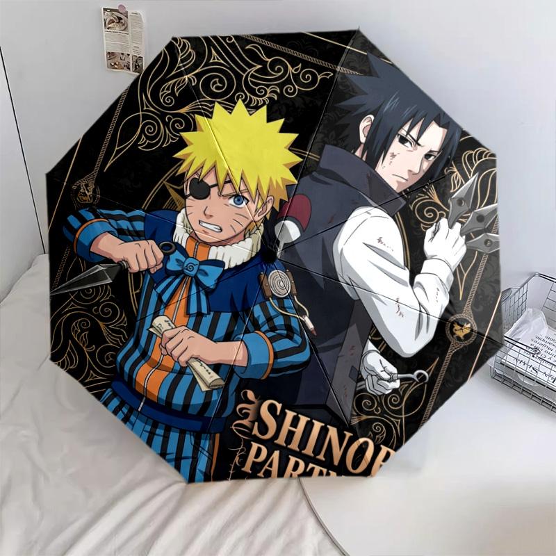 1 Stück Automatischer Faltregenschirm - Naruto-Muster Tragbares faltbares Design Mit 8 Rippen Weihnachts-Geburtstagsgeschenke