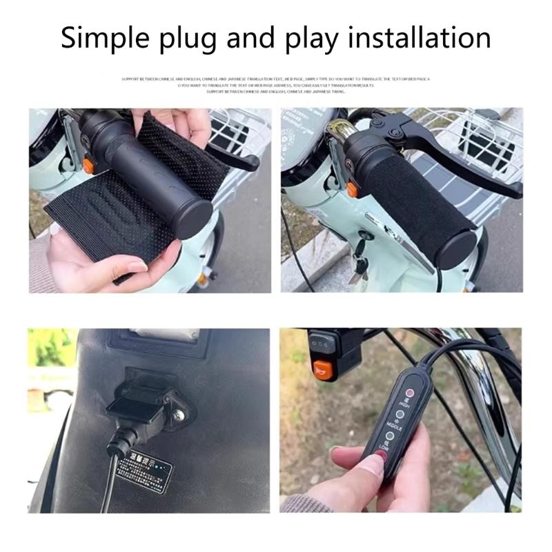 USB Heated Motorcycle Handlebar Covers with Three Adjustable Temperature Settings Rapid Heating Grips for Comfort