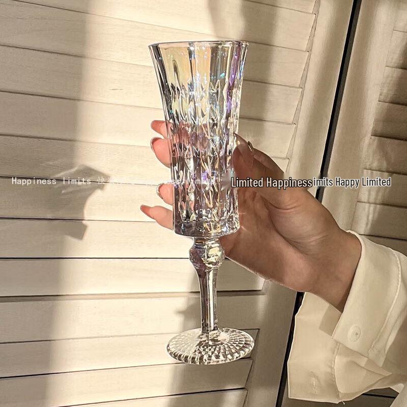 Elegant Diamond Relief Stemmed Glass