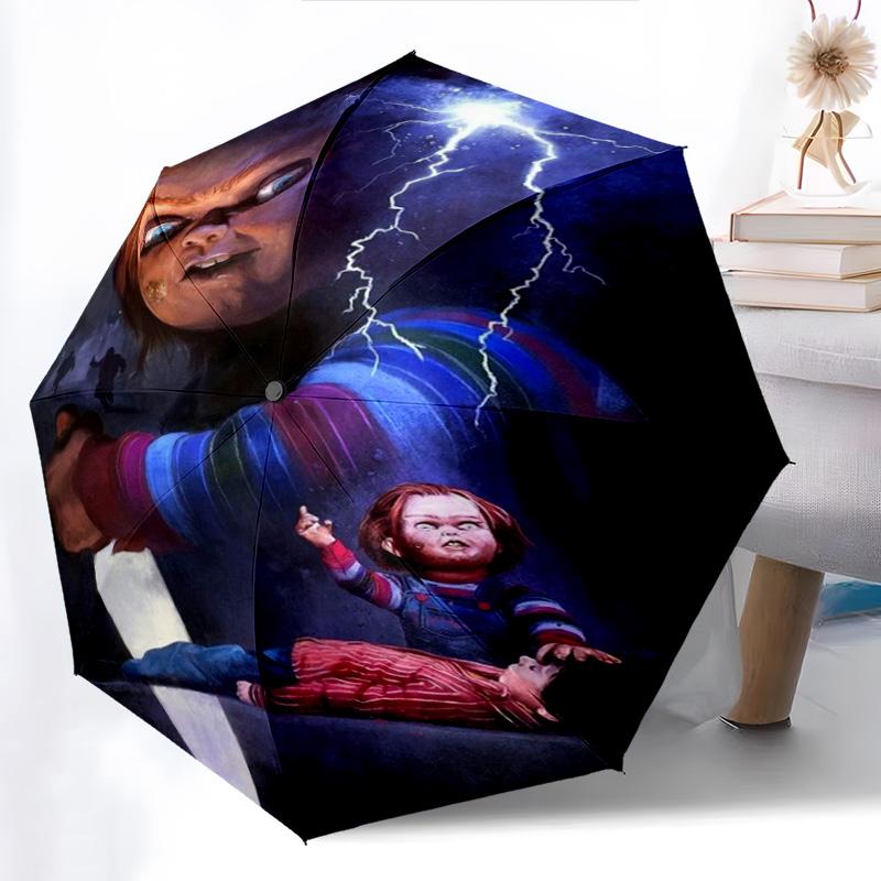 Horror Icons Unite Folding umbrella travel 8 paraphenoid bones Sun umbrella Umbrella printing