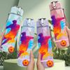1PC Colorful Athlete Silhouette 750ml Color Plastic Sports Water Bottle Leakproof Flip Straw Lid Suitable for Sports Office Home Use
