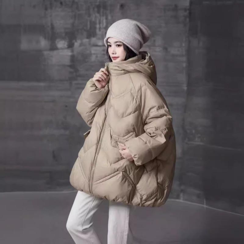 New women's clothing, simple temperament hooded down jacket women, coat, loose casual large size