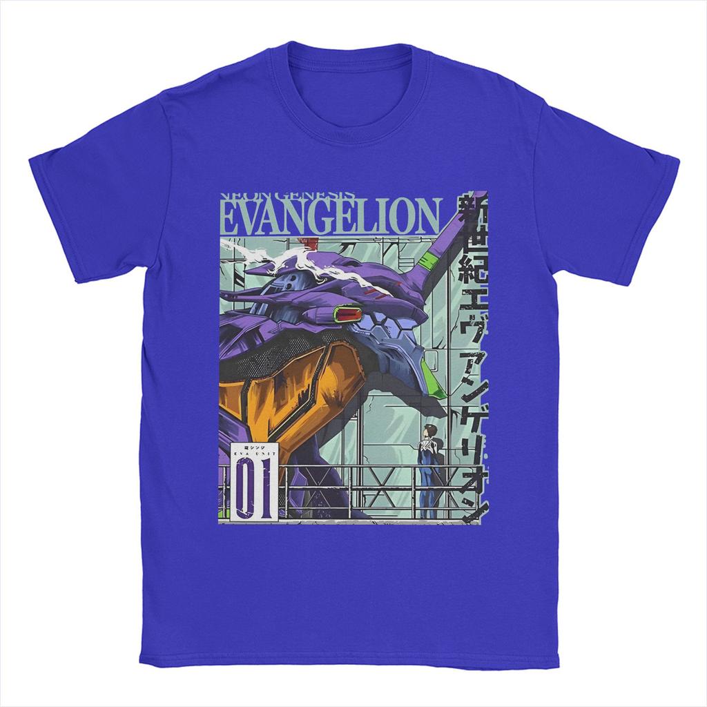 01 EVANGELION Tshirts For Unisex Women 100Cotton Clothes Hip Hop EVA Anime Crewneck Short Sleeve