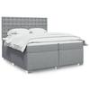 Estrutura de cama com colchão - Casa Exclusiva - 200x200cm - Tecido cinza claro - Luzes LED incluídas