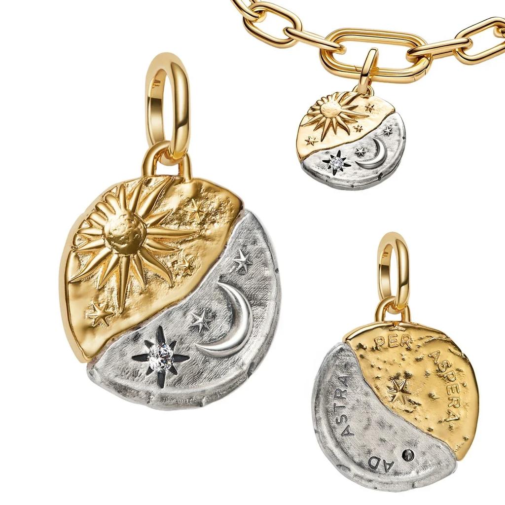 Authentische Kupfer Goldene Runde Anhänger Pferd Löwe Burg Perlen Armband Halsketten Damen Weihnachten Halloween DIY Geschenk