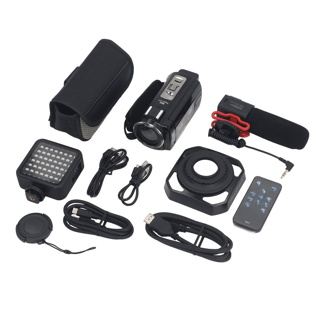 Digital Camcorder 5K 56MP Anti Shake 18X Zoom IR Night Vision with 3 Inch IPS Touch Screen Fill