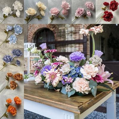 Multicolor Peony Artificial Flower Silk Petals Leaves Lifelike Flowers 3 Heads Floral Arrangement Faux Flower Peony