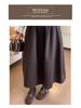 Deep Gray Women's Wool Blend Half-Skirt, Elastic Waist, Slimming Korean Mid-Length Umbrella Style for Autumn/Winter 2025