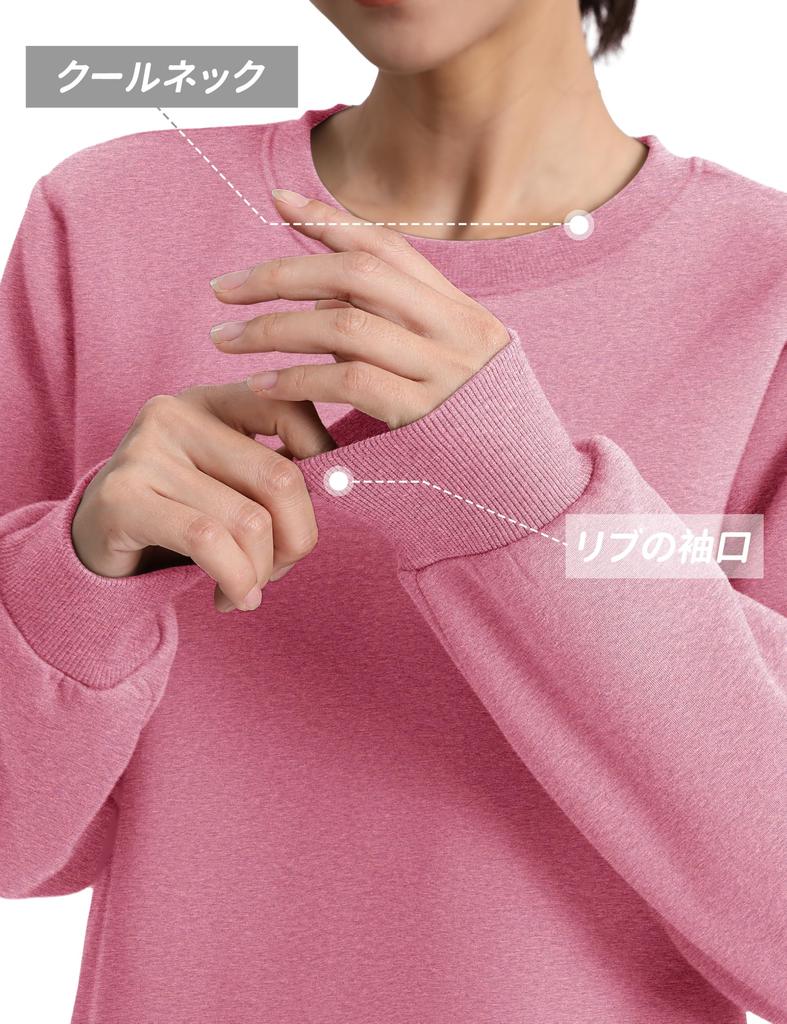Fleece Lined Loose Fit Thick Autumn Clothes Spring Clothes Cute Long Sleeves Large Size Fleece Travel Loungewear Trekking Tops Sweatshirt Winter Pink