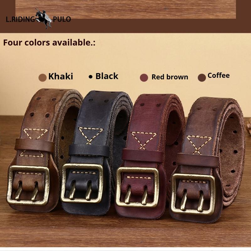 Retro Korean Version Trendy Personality Ins Anti-allergic Double Pin Buckle Belt Men's Fashion New Young People's Belt