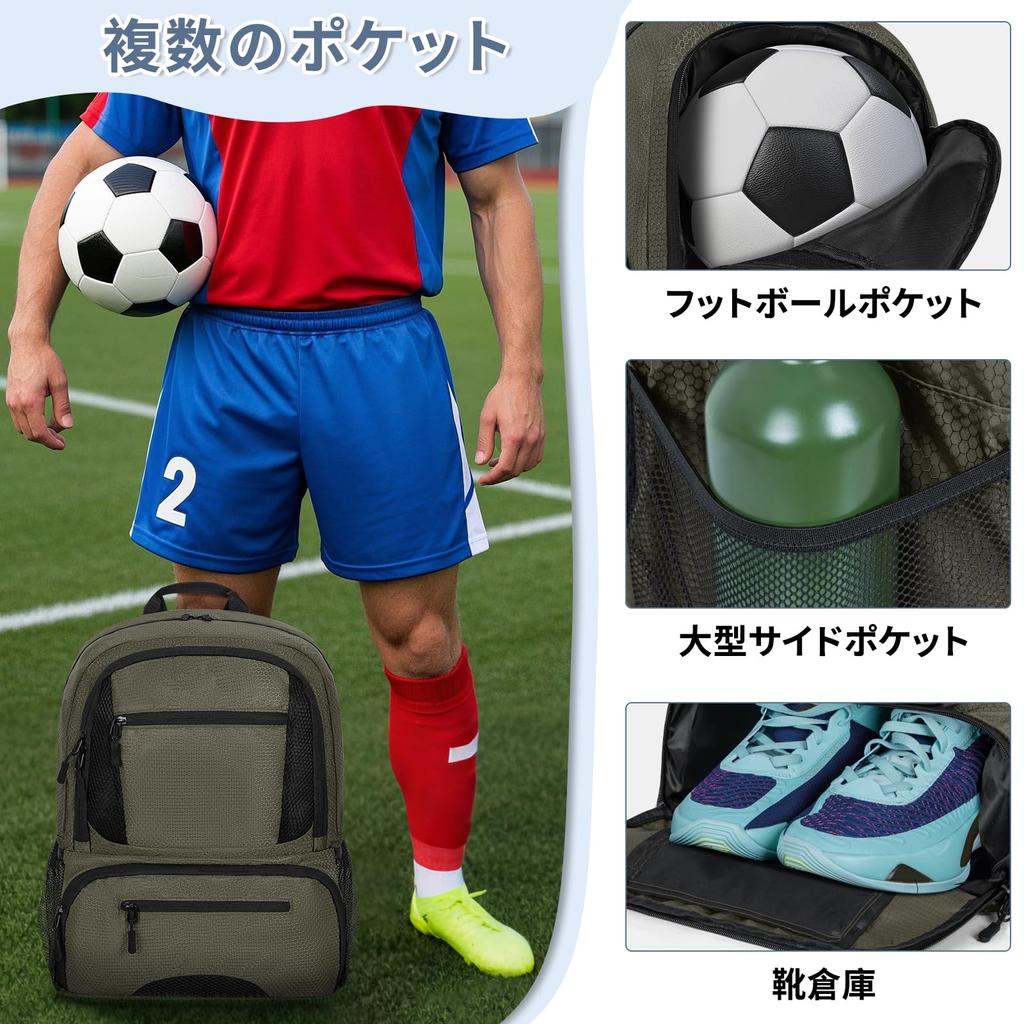 Rxakudedo Soccer Backpack for Basketball and Volleyball Durable Ball and Shoe Organizer with Separate Compartments for Sports Large Gray - Equipment,