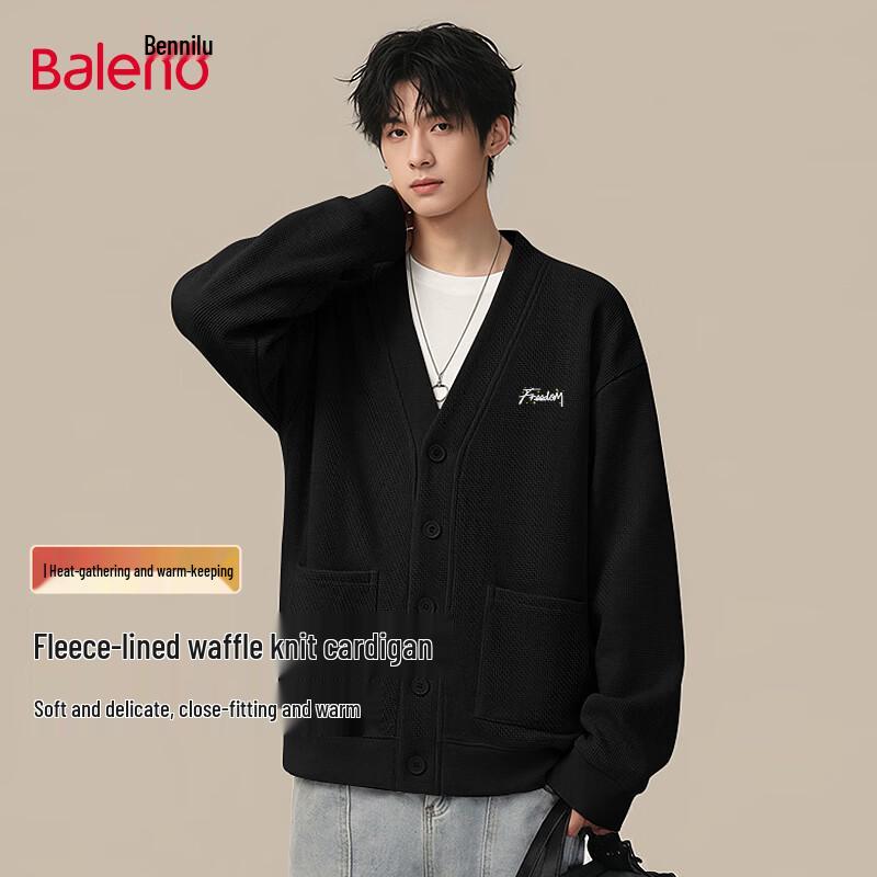 

Baleno Men s Heavyweight Fleece Waffle Knit Cardigan M