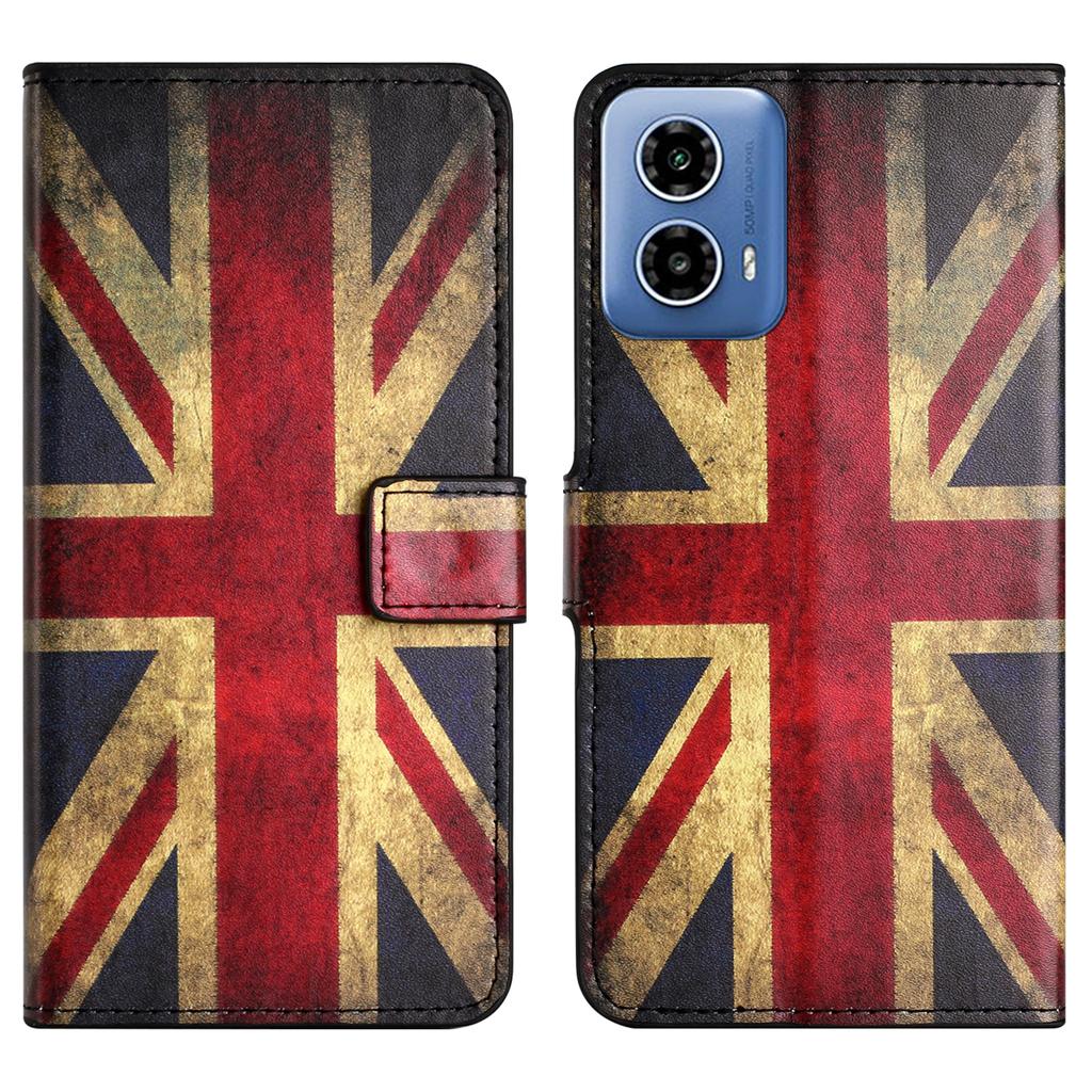 Für Motorola Moto G24 Power PU-Leder Hülle Musterdruck Klapp Handyhülle