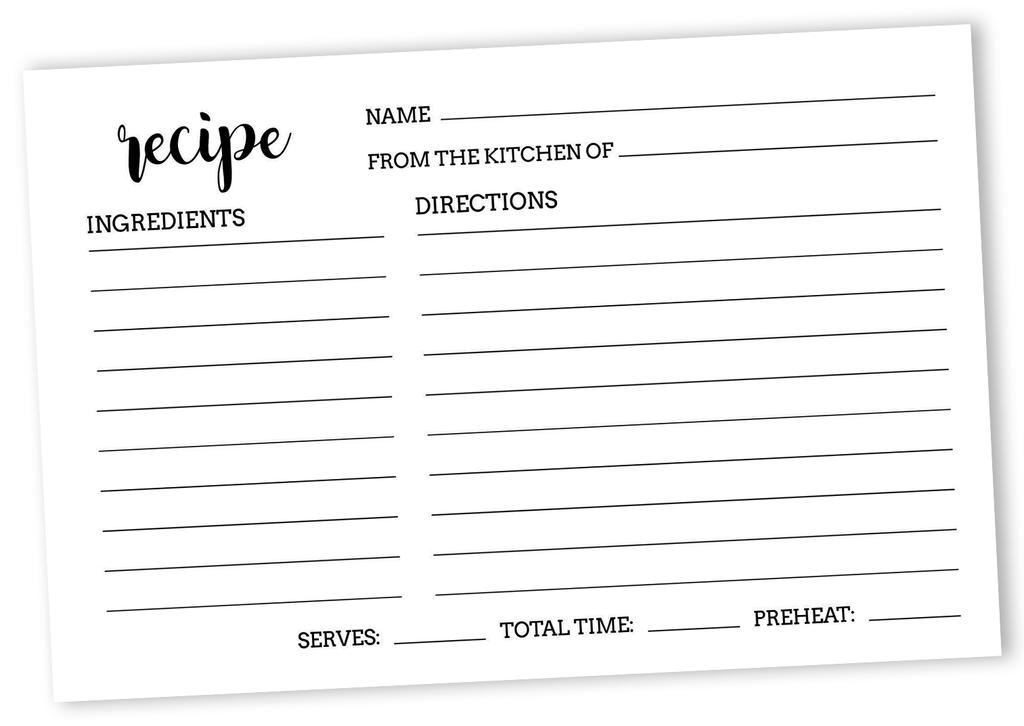 Inkdotpot Recipe Card 6x4 Inch Single-Sided Recipe Design Cards White Classic Recipe Cards Wedding-Bridal Shower-Baby Shower- Pack of