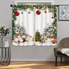 Set Of 2 Charming Christmas Scene Patterned Curtains Cute Design Filter Polyester Family Windows Curtain