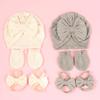 Baby Turban Hat Hospital Nursery Hat with Gloves & Feet Bowknot Newborns Soft Bonnet Caps Set for Baby 0-3 Month