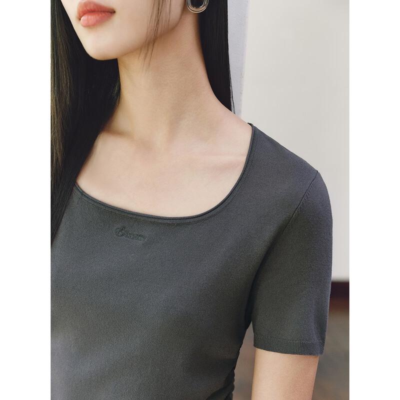 Dámský lehký pletený top s krátkým rukávem a U-výstřihem Peacebird