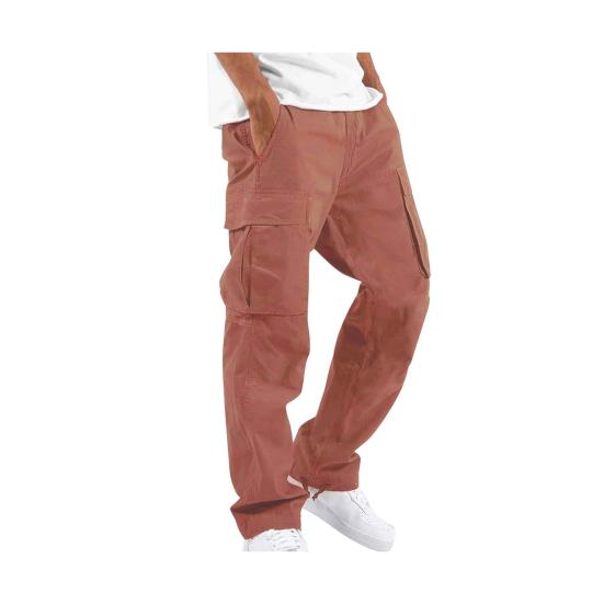 Herren Cargohose mit mehreren Taschen, Kordelzug, elastischer Bund, verstellbares Bein, Übergröße, locker, einfarbig