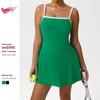 European and American Sports Style Sling Dress Contrast Color Tennis Skirt Waist Hugging Slimming Anti-exposure Short Dress Women's Belt Chest Pad