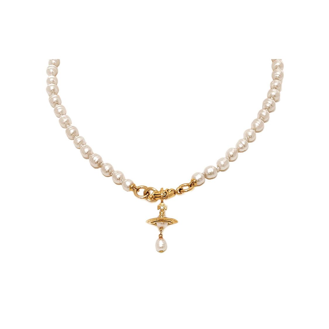 

Vivienne Westwood Aleksa Pearl Saturn Pendant Necklace Women necklace Gold 6301011102R496R496 Box,W1
