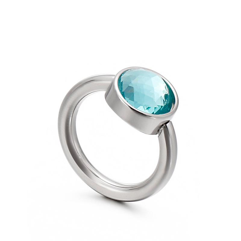 Korean Titanium Steel Crystal Multi-Color Cat's Eye Stone Ring