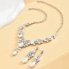 3PC Women's Fashion Geometric Water Drop Necklace Earrings Zircon Set Suitable for Wedding, Party, Festival Gifts-8023