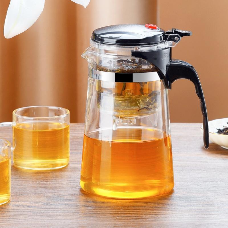 Théière Créative en Verre Borosilicate Haute Qualité 750 ml avec Filtre Maison Bureau Cadeau Grande Capacité Tasse Flottante à Pression avec Couvercle pour un Thé Parfait