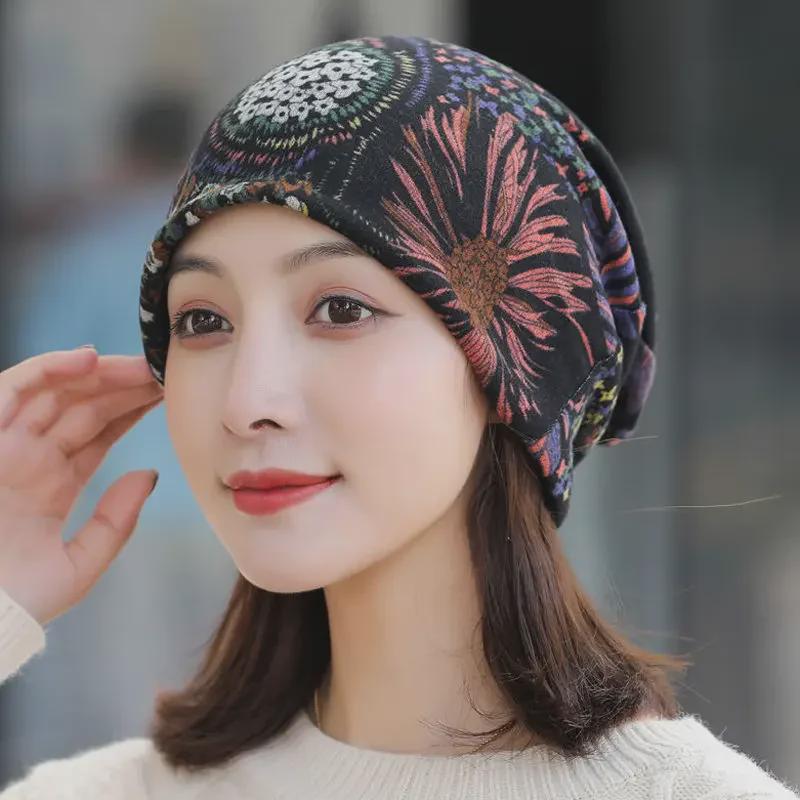 Vielseitige koreanische Damenhüte für Herbst/Winter: Kopftuch, Baotou, Pullover, Halstuch, Print, Flor und Ohrenschutz