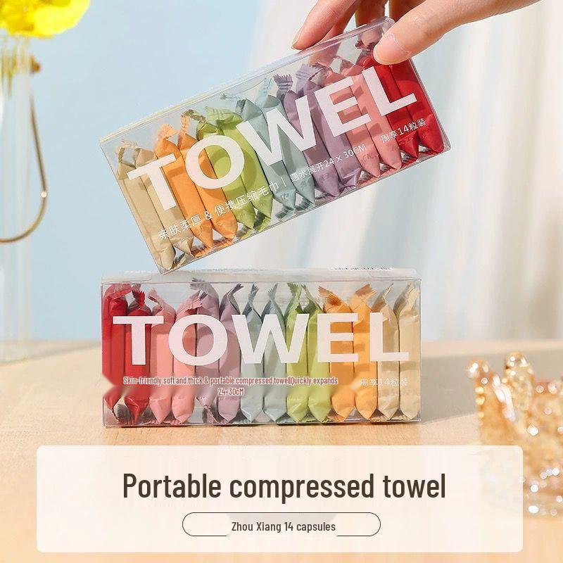 

Portable Disposable Compressed Cotton Face Towel Set for Travel & Hotel
